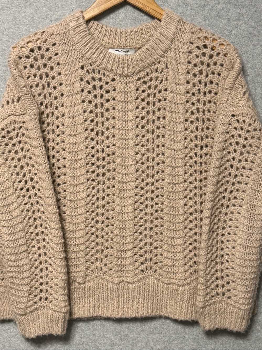 Madewell Windermere Pointelle Women's Alpaca Wool Sweater Bisque Medium Knit